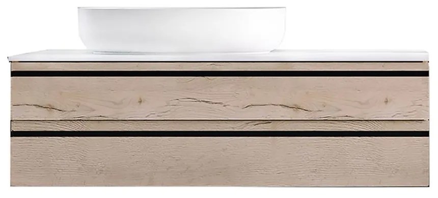 Dulap baie suspendat Kolpasan Alexis 100 cm, pentru lavoar pe blat, stejar Craft wood