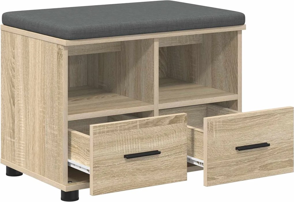 vidaXL Bancă pentru hol cu pernă cu raft Stejar Sonoma 60 x 38 x 46 cm