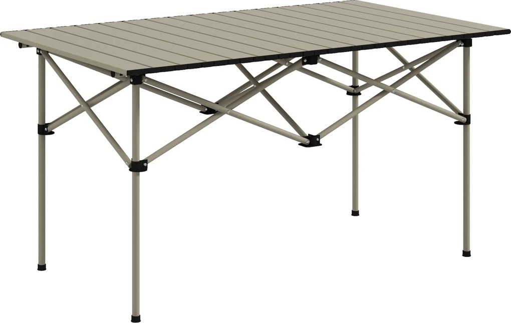 Outsunny Masă de camping pliabilă cu blat rulabil, masă de grădină din aluminiu pentru 2 persoane, 95 x 55 cm Khaki | Aosom Romania