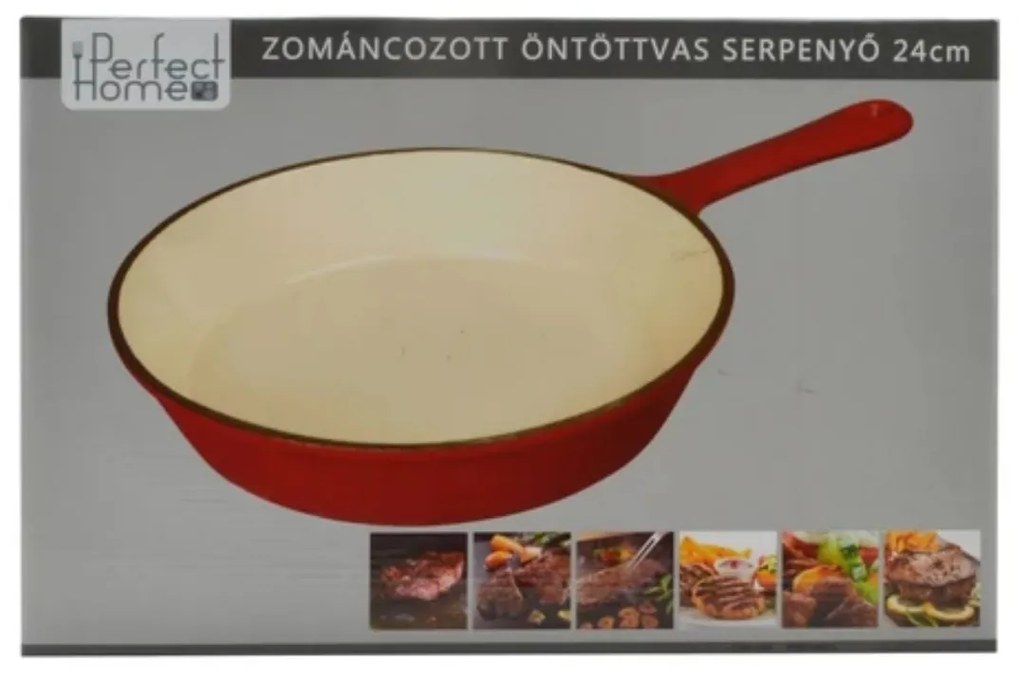 Tigaie fonta emailata rosie 24 CM PERFECT HOME 12512