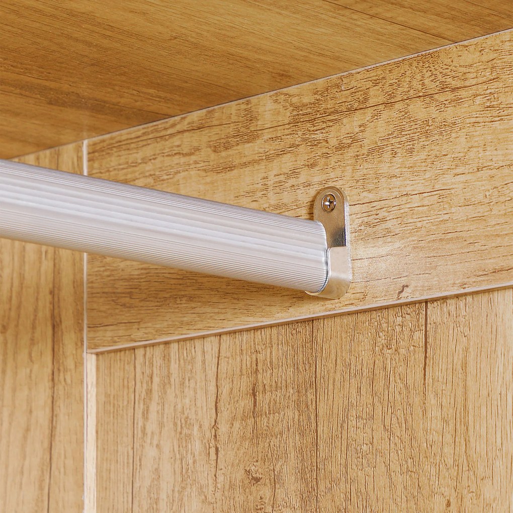 HOMCOM Dulap Dormitor 2 Uși cu 2 Sertare și Bară pentru Umerașe 80x54x180 cm Lemn | Aosom Romania