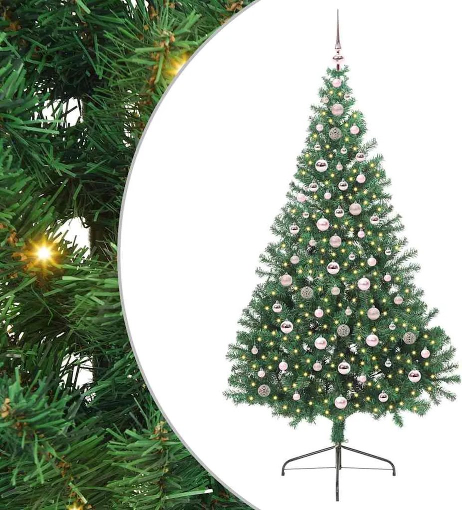 vidaXL Pom de Crăciun artificial pre-iluminat Verde 240 cm PVC