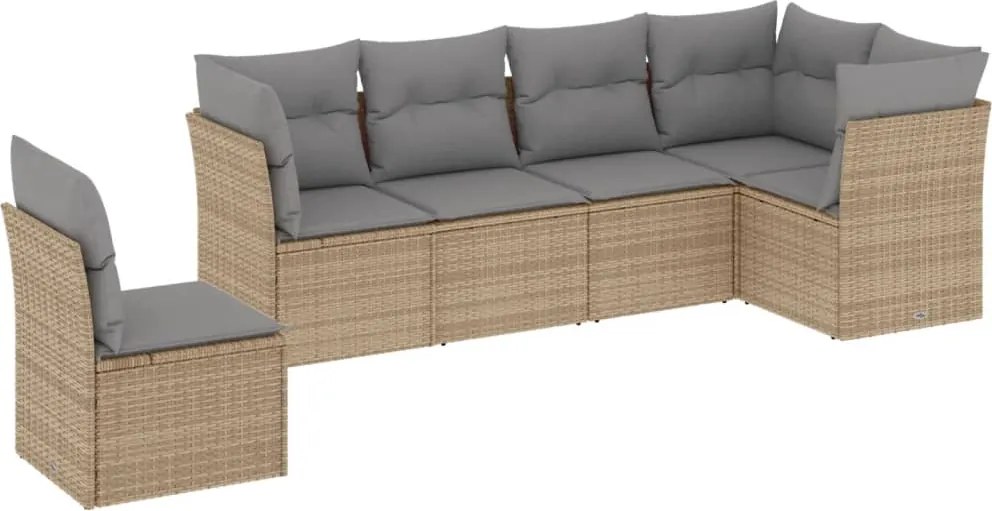 vidaXL Set canapele de grădină cu perne, 6 piese, bej, poliratan