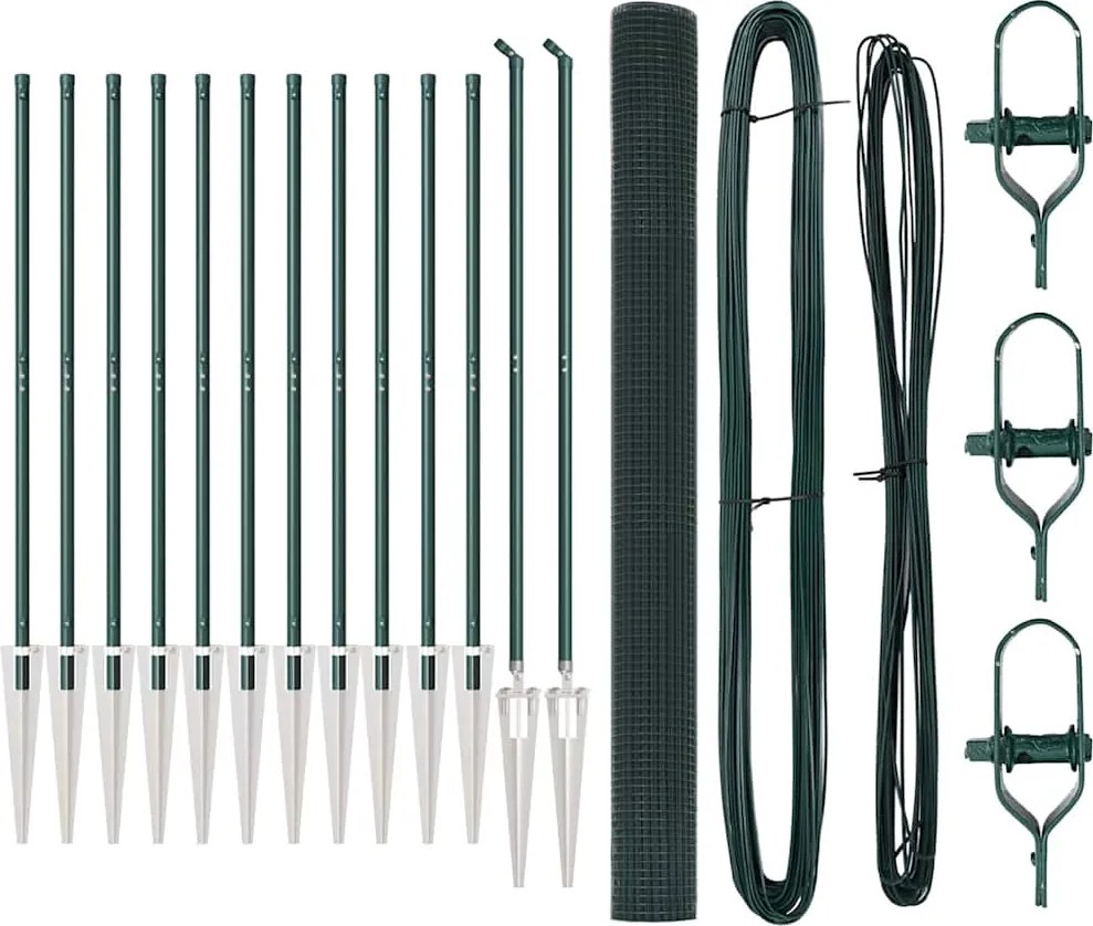 vidaXL Stâlp de gard. Verde 25 x 1,6 m (plasă de 16 x 16 mm)