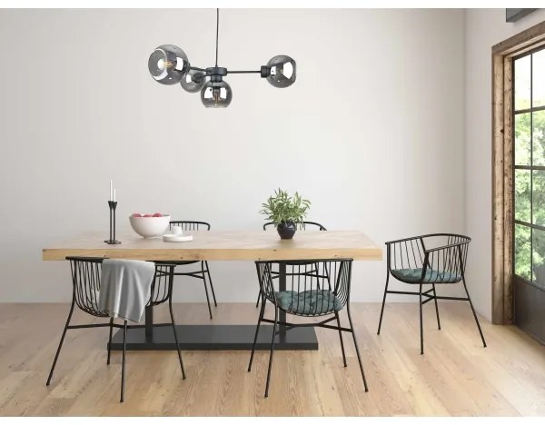 Lustră pe cablu KALIOPE 4xE27/60W/230V negru/negru fumuriu