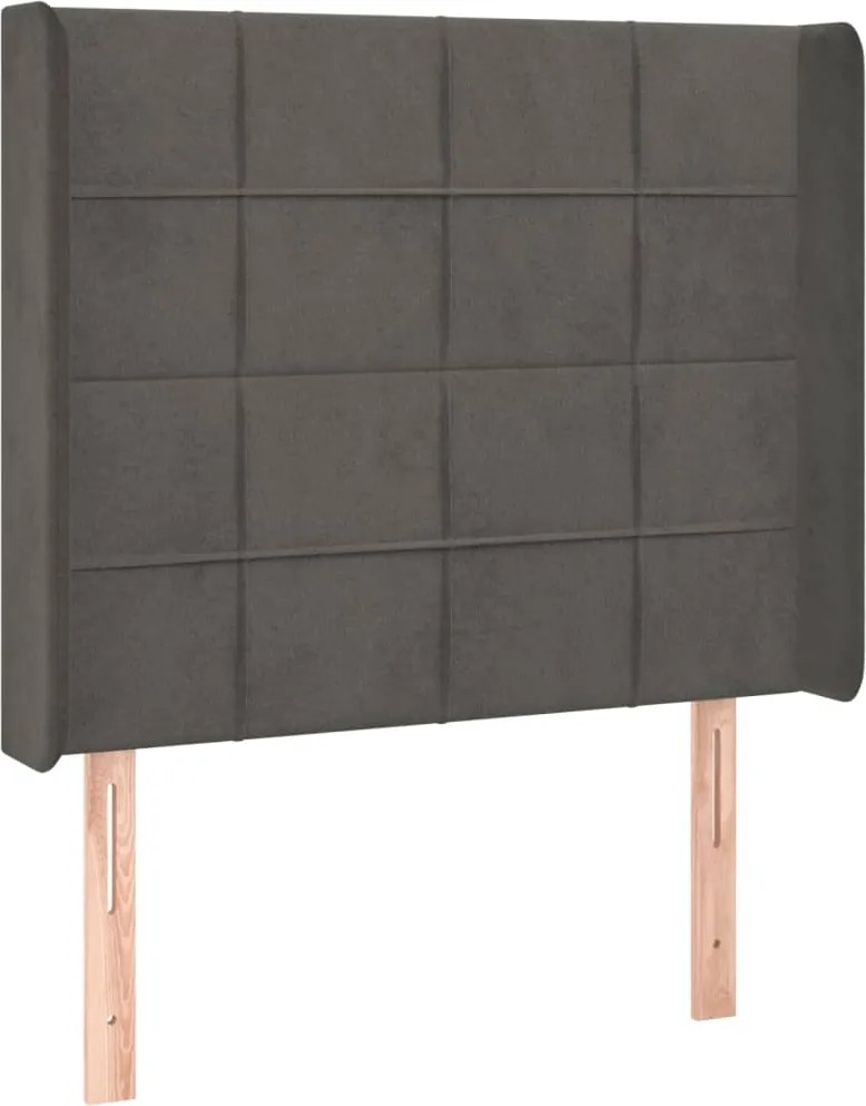 vidaXL Tăblie de pat cu aripioare gri închis 103x16x118/128 cm catifea