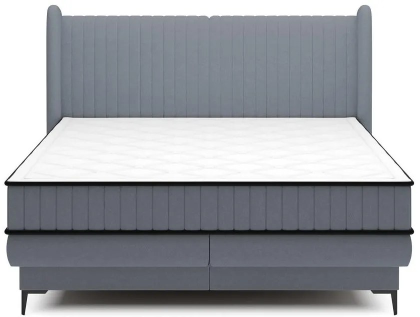 Pat matrimonial 140 cm Dalmo 140 (cu somieră) (cu sp. depozitare) (grafit + negru). 1099663