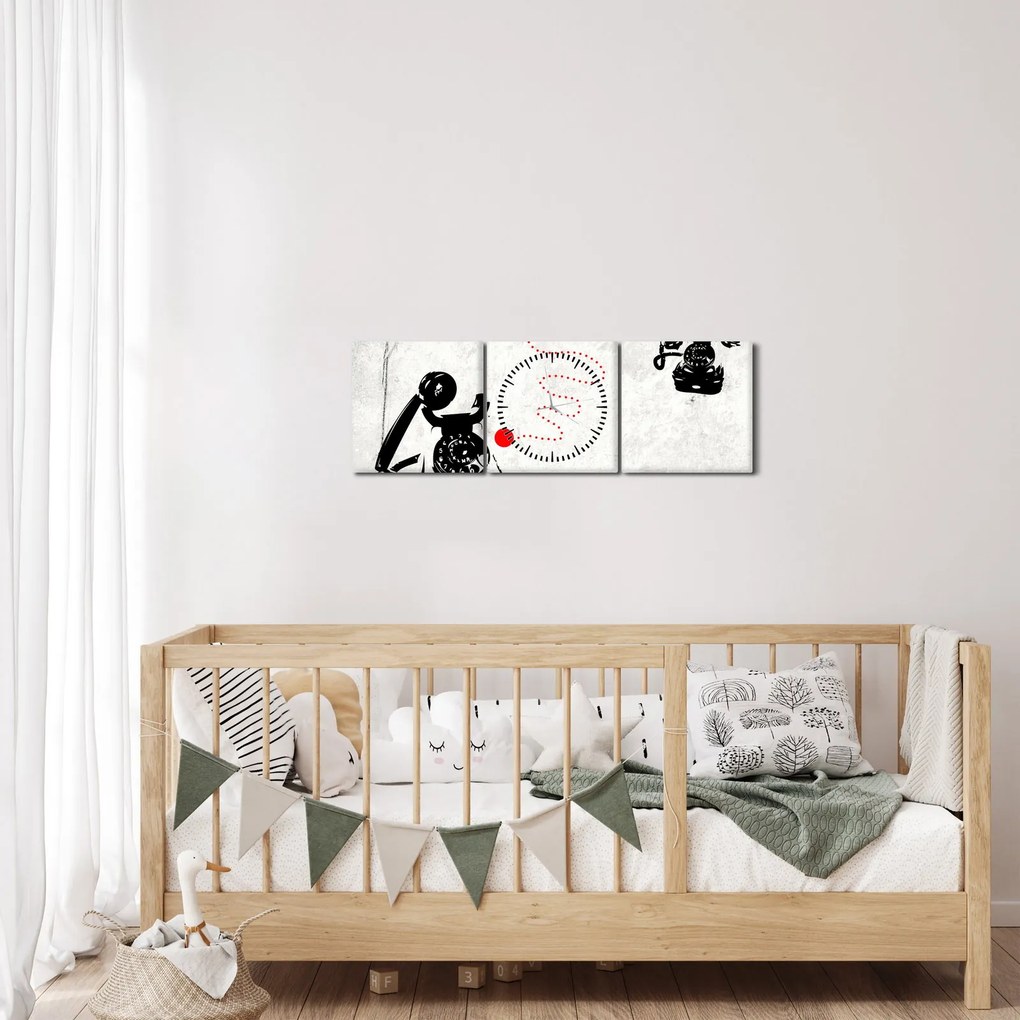 Tablou - Desen de telefon în stilul lui Banksy (cu ceas) (90x30 cm)
