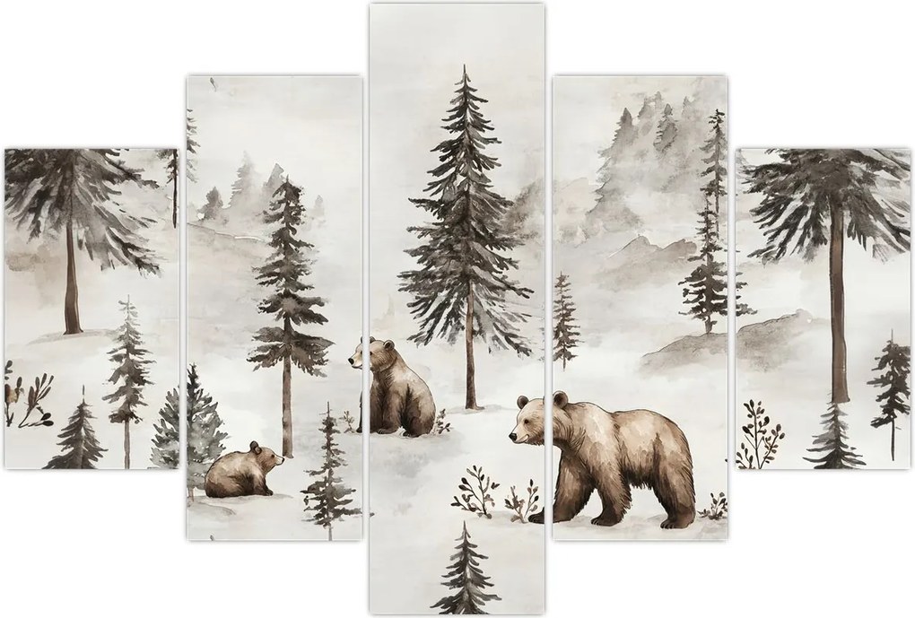 Tablou - Pădure cu Urși (150x105 cm)