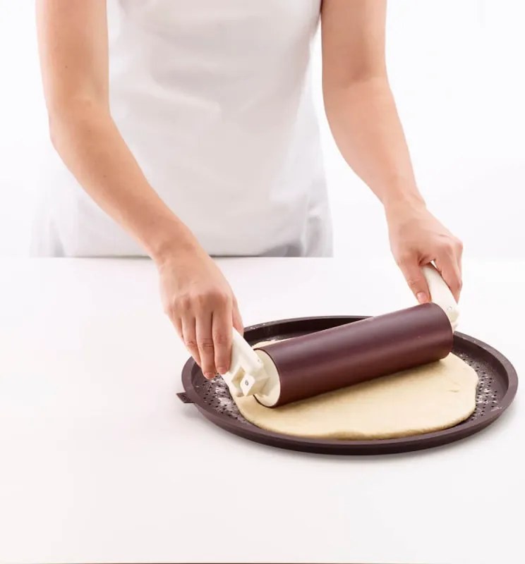 Tava pentru pizza Lekue 1010177, Ø36x1,8 cm, Perforata, Pliabila, -60°C/+220°C, Bronz