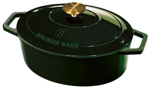 Oala fonta emailata cu capac ovala, 5.56 L 32 cm Emerald Collection Berlinger Haus BH 6520