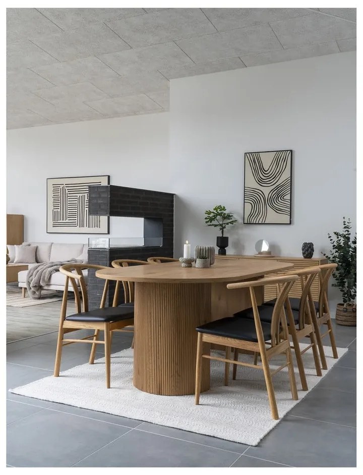 Scaun de dining negru/în culoare naturală din imitație de piele Artenara – House Nordic