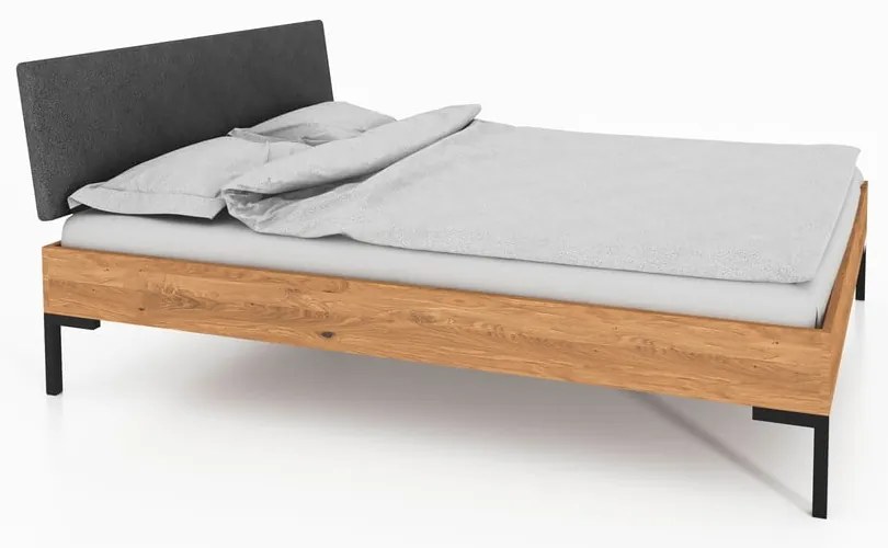 Pat matrimonial din lemn de stejar cu tăblie tapițată 180x200 cm Abises 1 - The Beds