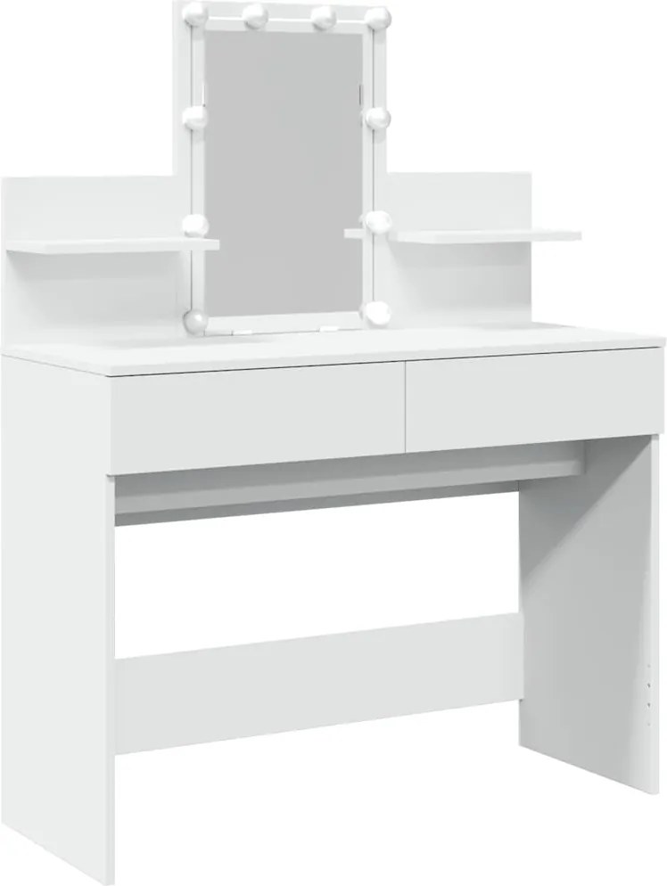 vidaXL Masă de toaletă cu LED, alb, 100x40x130 cm