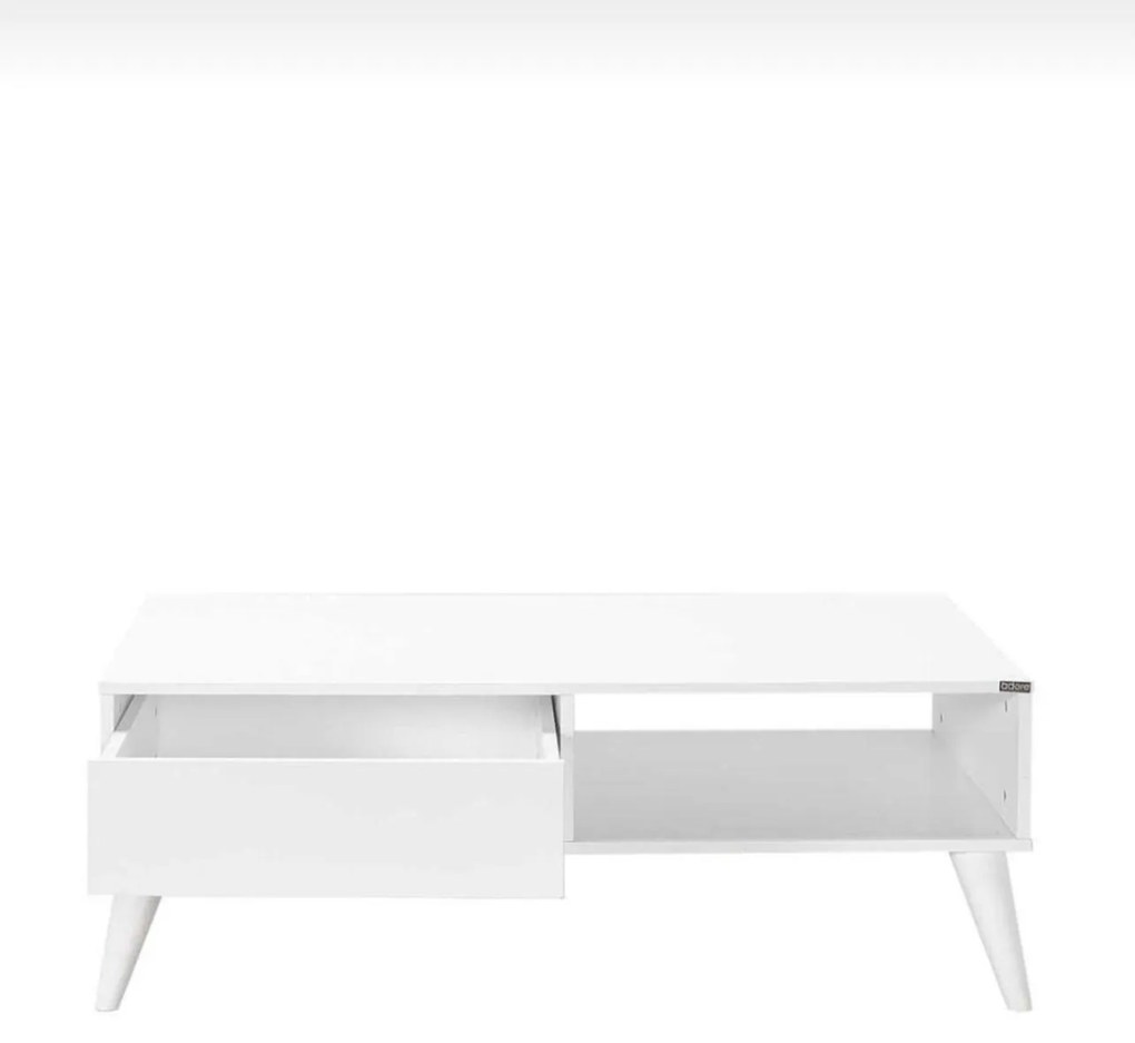 Masuta Cafea cu sertar Adore Living, Alb - Lemn Natural, 110 x 42 x 65 Cm