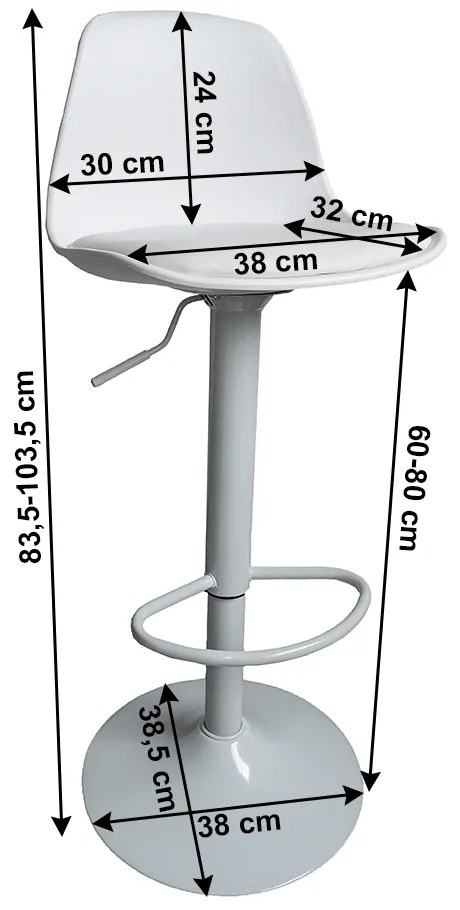 Scaun tip bar Dobie (alb). 1040312