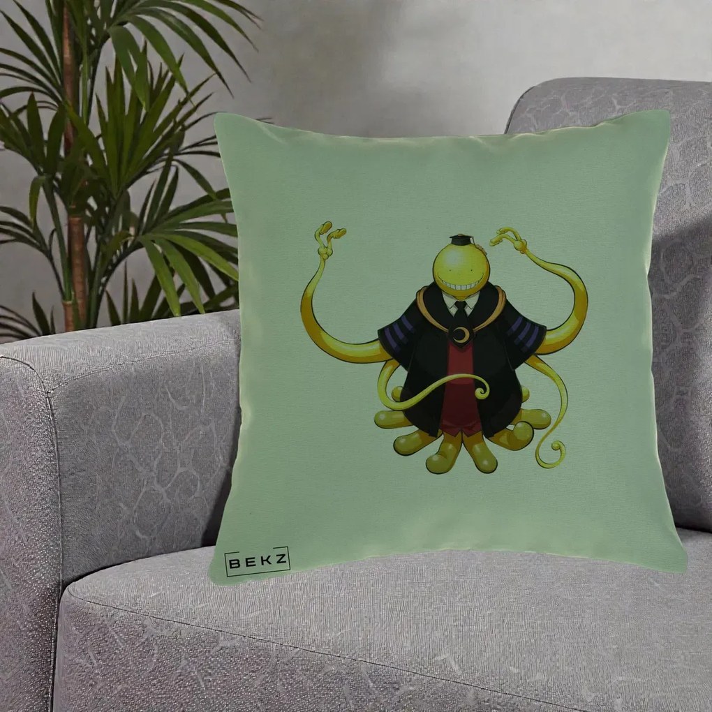 Perna Personalizata Assassination Classroom Koro-sensei, 40x40 cm, Verde, Husa Detasabila, Perna Inclusa, BEKZ®