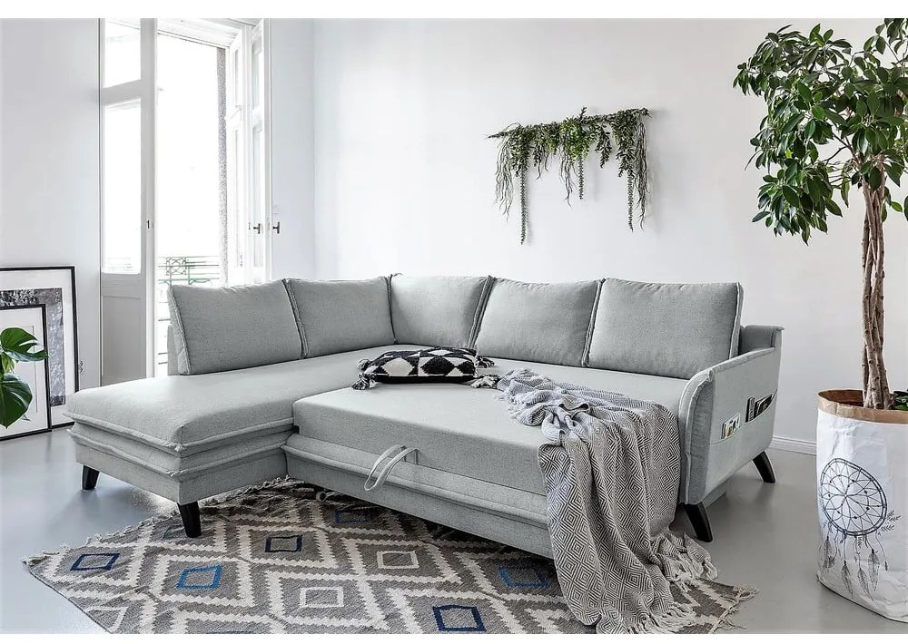 Colțar extensibil cu șezlong pe partea stângă Miuform Charming Charlie L, gri deschis