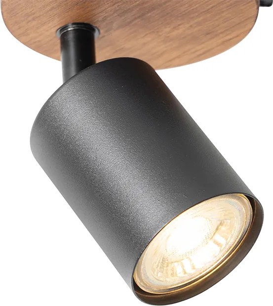 Spotlight industrial negru cu lemn inclinabil - Jeana