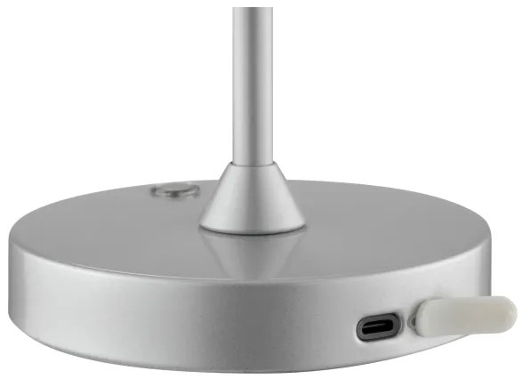 Brilliant - Lampă de birou LED tactilă, reîncărcabilă, dimabilă ELORA LED/2,5W/5V 2700K IP44 argintie