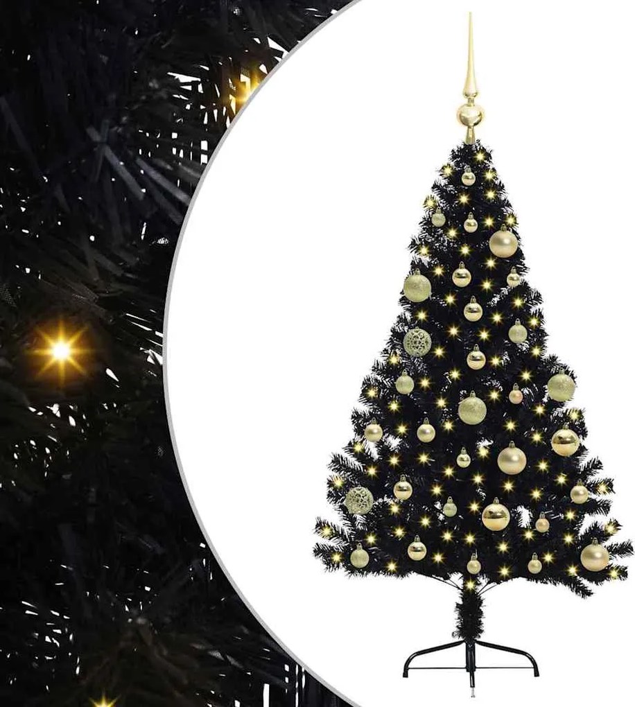 vidaXL Pom de Crăciun artificial pre-iluminat Negru 120 cm PVC