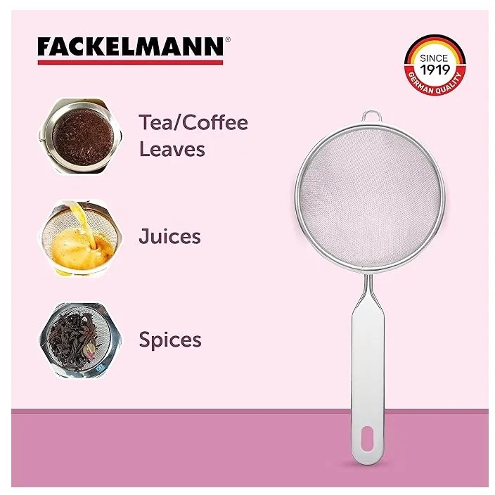 Strecuratoare Fackelmann 42331, 7 cm, Otel inoxidabil, Gaura pentru agatat, Argintiu