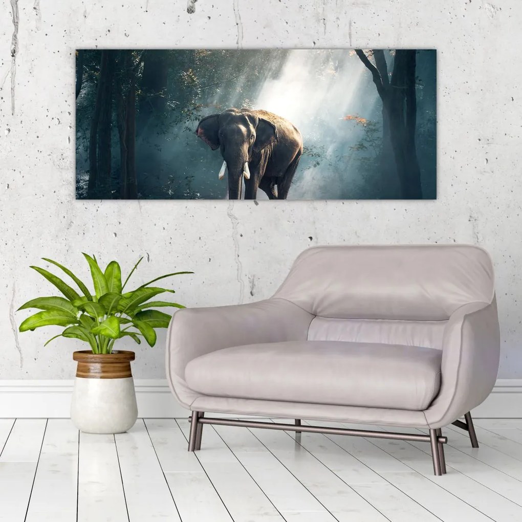 Tablou cu elefant în djunglă (120x50 cm)