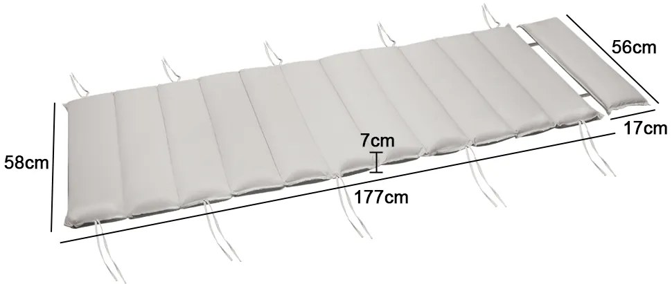 Detex Saltea pentru șezlong pentru saună BALI, 58x7x177cmcm, bej