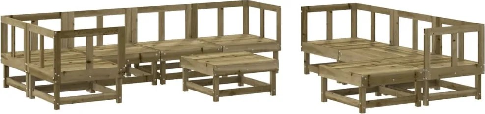 vidaXL Set mobilier relaxare de grădină, 10 piese, lemn de pin tratat