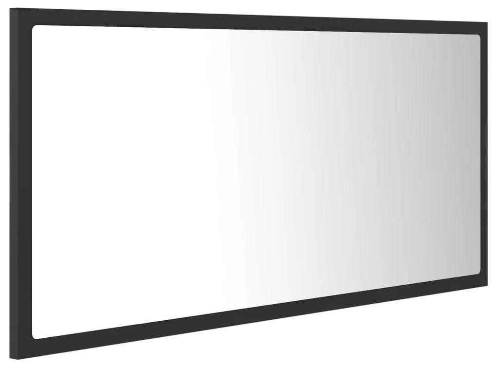 Oglinda de baie cu LED, gri, 90x8,5x37 cm, lemn prelucrat Gri