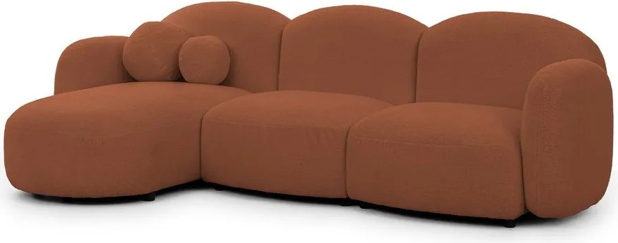 Colțar teracotă cu tapițerie din țesătură bouclé (cu colț pe partea stângă/cu șezlong) Orbit – Ropez