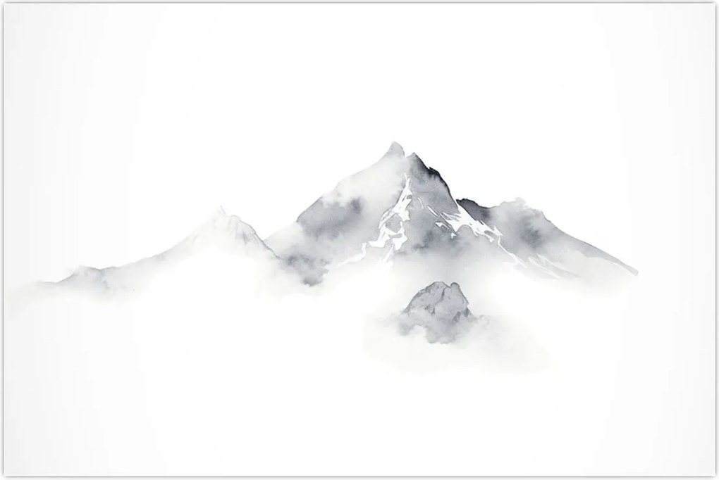 Tablou - Pictură cu cerneală de munți (90x60 cm)