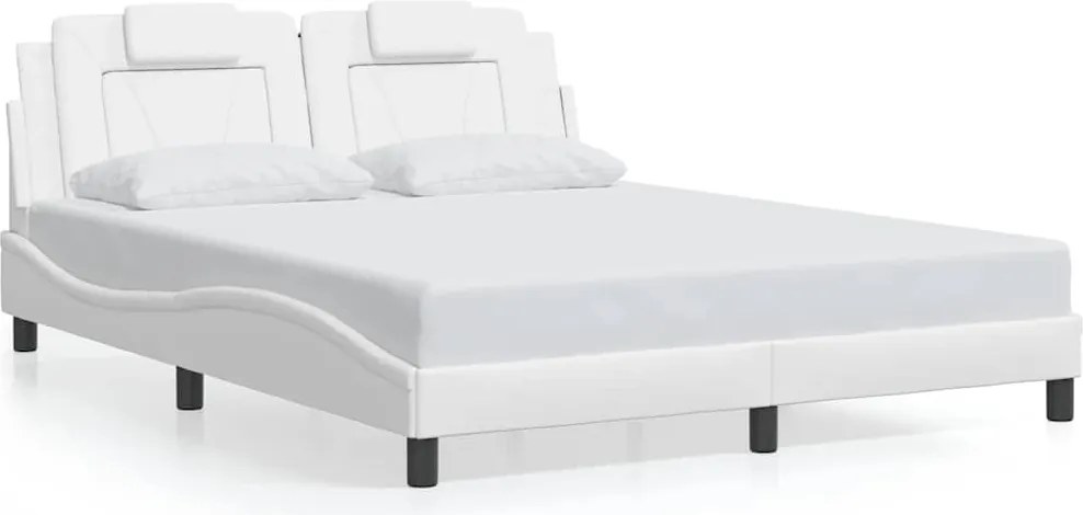 vidaXL Cadru de pat, Viana, fără saltea, alb, 160x200 cm, piele ecologică