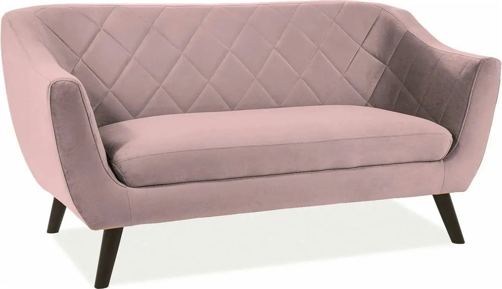 Canapea MOLLY, roz antic - Bluvel 52, stofa catifelata/lemn, 160x85x83
