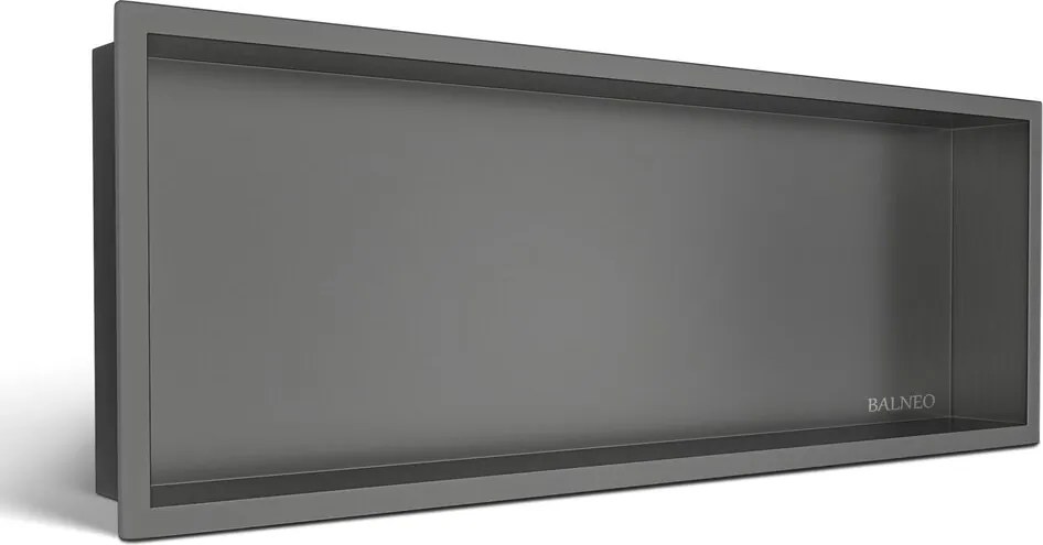 Raft incastrat dreptunghiular Balneo Wall-Box One cu rama 90x30x10 cm Gun Metal periat