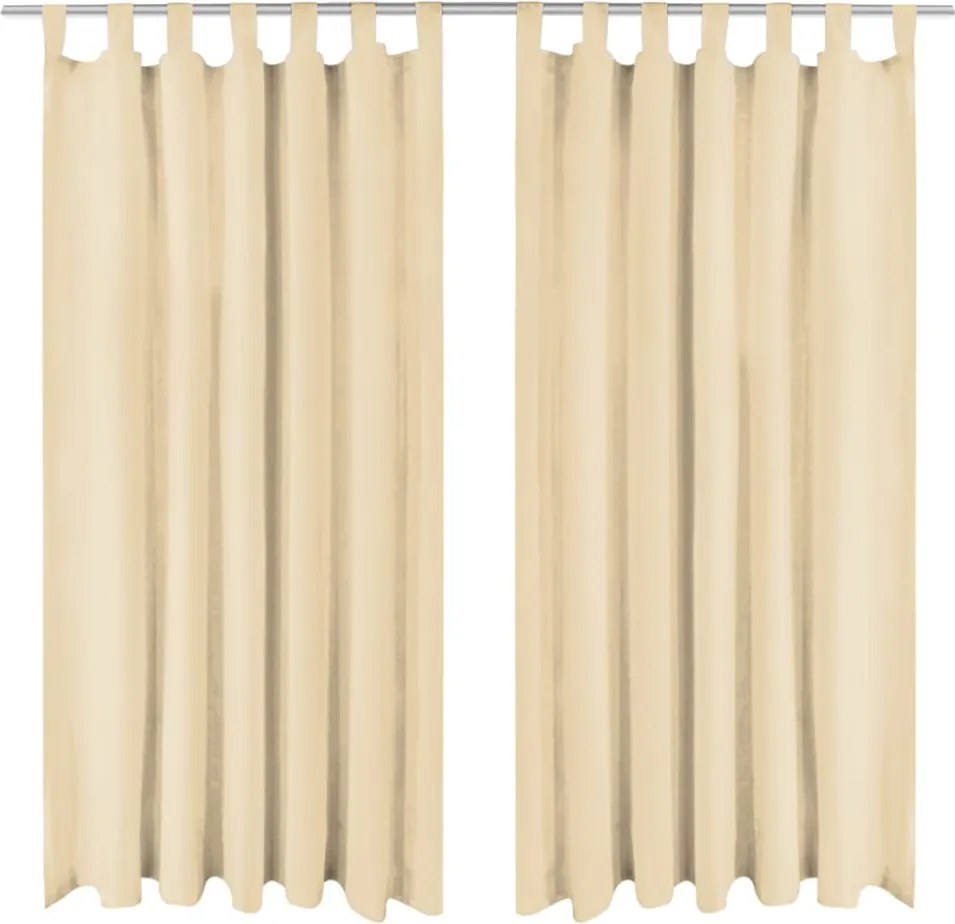 vidaXL Draperii micro-satin cu bride, 2 buc, 140 x 225 cm, bej