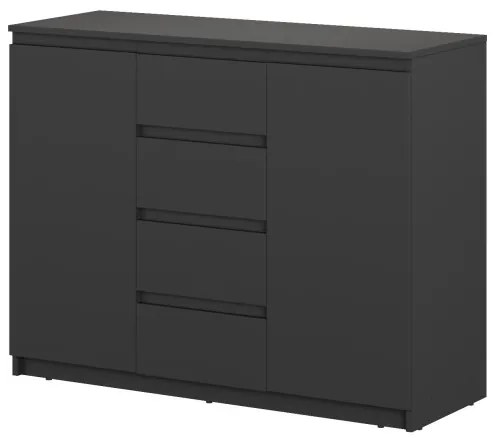 Comoda Thea Cu 2 Usi Si 4 Sertare, Negru, 109 Cm