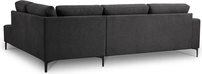 Colțar gri antracit cu tapițerie din chenille (cu colț pe partea dreaptă/în formă de ”L”) Fabian – Scandic