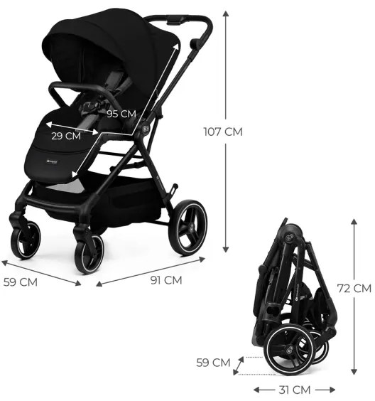 KINDERKRAFT SELECT YOXI - Cărucior sport, negru pur