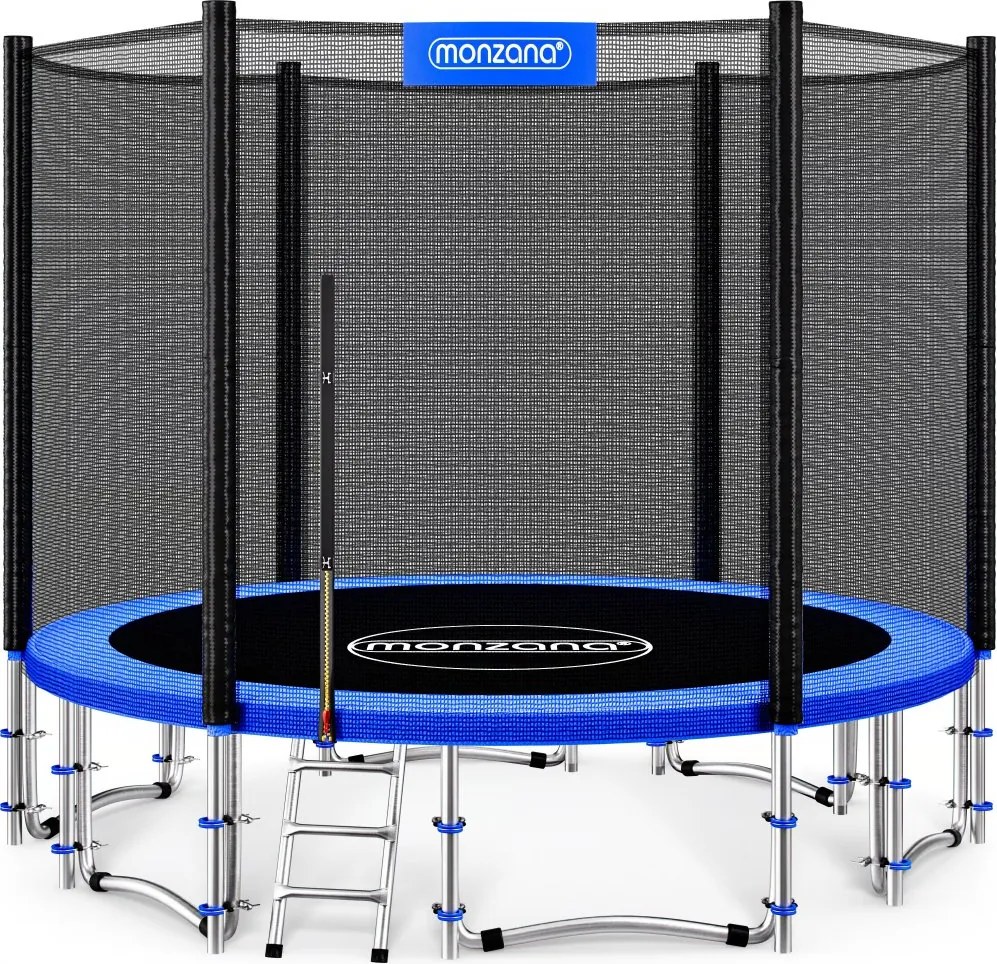 Trambulină de grădină MONZANA cu plasă de siguranță și scară de acces - 366 cm