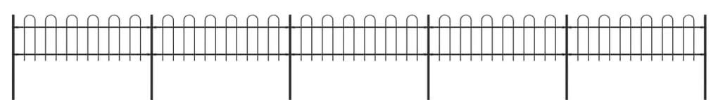 Gard de gradina cu varf curbat, negru, 8,5 x 0,6 m, otel 1, 0.6 m, 8.5 m