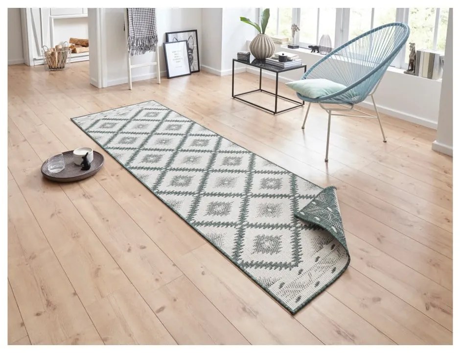 Covor adecvat pentru exterior NORTHRUGS Malibu, 250 x 80 cm, verde-crem