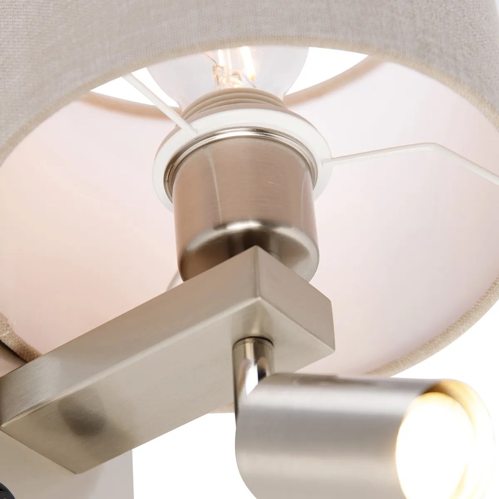 Aplică de perete din oțel cu lampă de citit și abajur 18 cm maro deschis - Brescia
