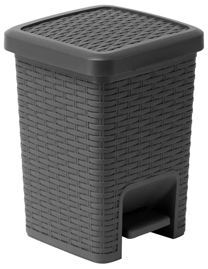 Coș cu pedale pentru baie Addis Rattan Pedal Bin Charcoal, 5 l, gri