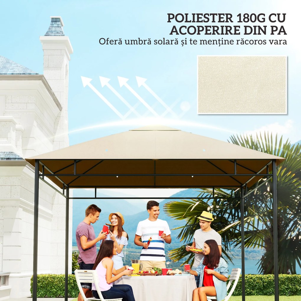 Outsunny Tetto di Ricambio Telo Sostitutivo per Gazebo Traspirante 3x3m | Aosom Romania