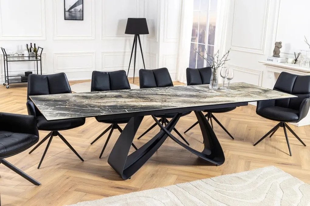 Masa Extensibila cu Blat Ceramic, Taupe, INFINITY 180-220-260cm