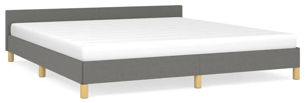 347432 vidaXL Cadru de pat cu tăblie, gri închis, 180x200 cm, textil