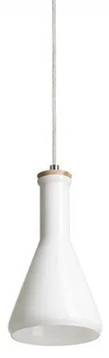 Lampa PULIRE CON suspendat sticla opal/lemn/crom 230V E14 28W