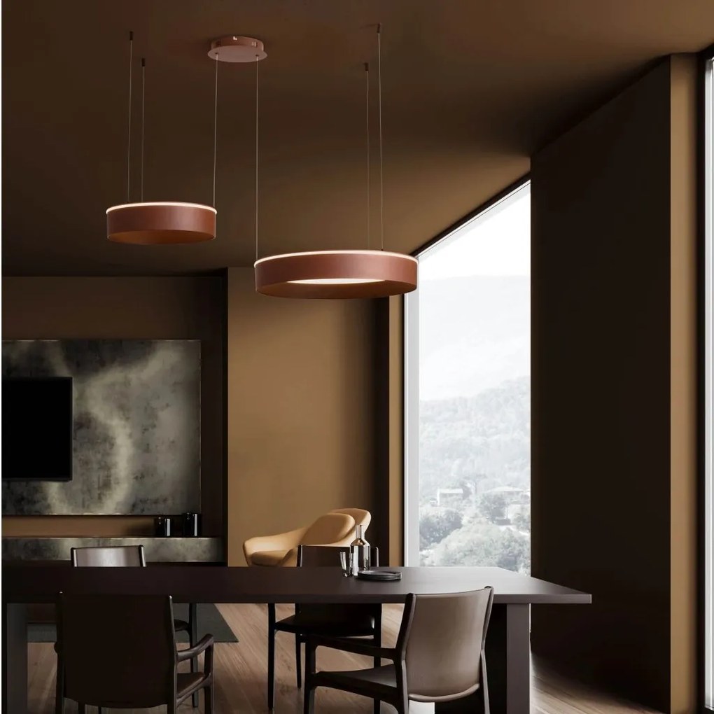 Lustra LED design circular OLIVIA maro inchis
