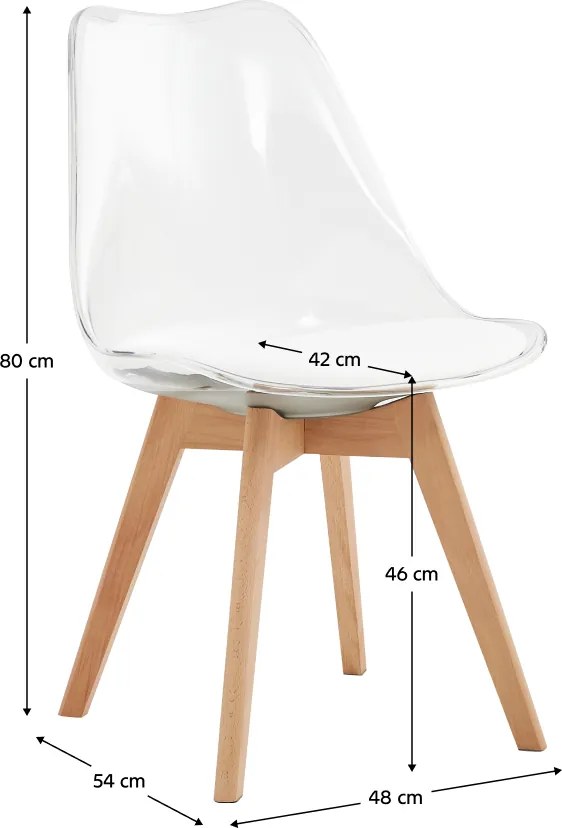 Scaun, transparent, acrilat/piele ecologică/fag, BALI 2 NEW